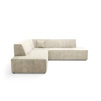 ECKSOFA TESSO II L-S Creme Kordstoff mit Schlaffunktion - Creme, Holz (254/254cm) - MASSENO