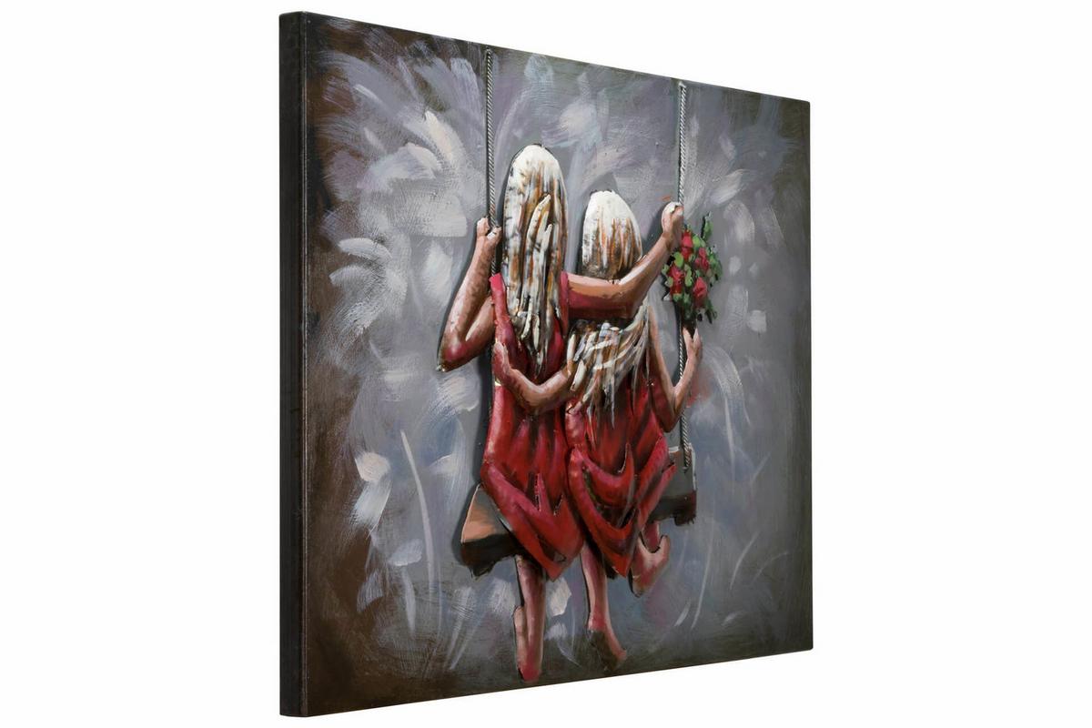 METALLBILD Rot 80/60 cm - Rot/Grau, Metall (5.2/60cm) - KUNSTLOFT