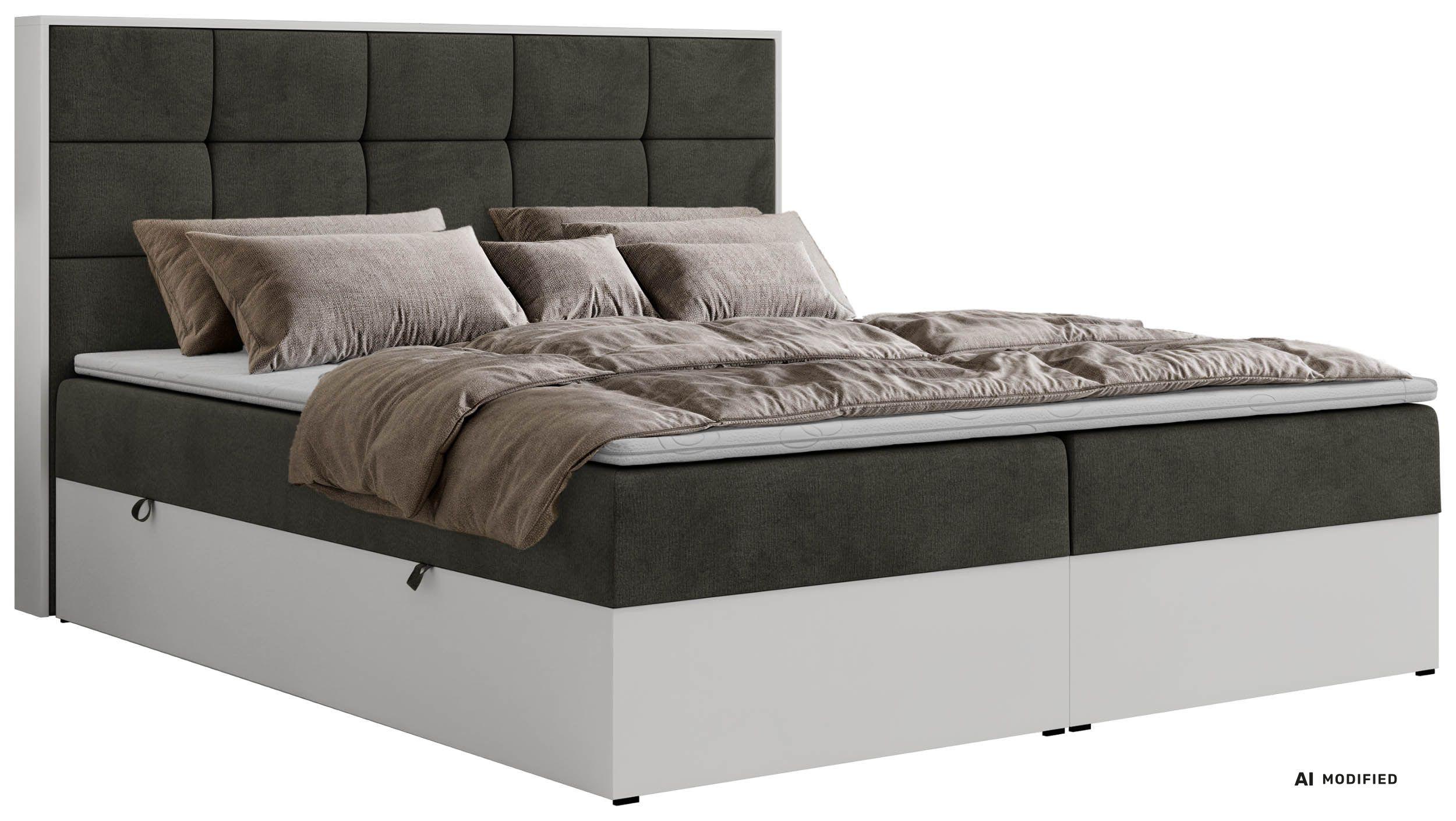 BOXBETT ALVIT 160/200 - Dunkelgrau Velvet - Topper Visco - H3 - Dunkelgrau/Anthrazit, Kunststoff/Textil (160/200cm) - MKS