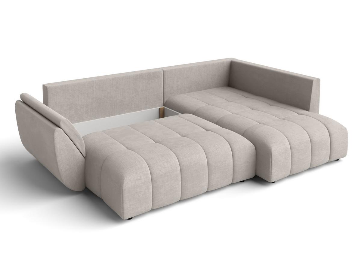 ECKSOFA L Form Kayseri Beige 268/192/96 cm – mit Bettkasten - Beige/Schwarz, Kunststoff/Textil (268/192cm) - AX Living