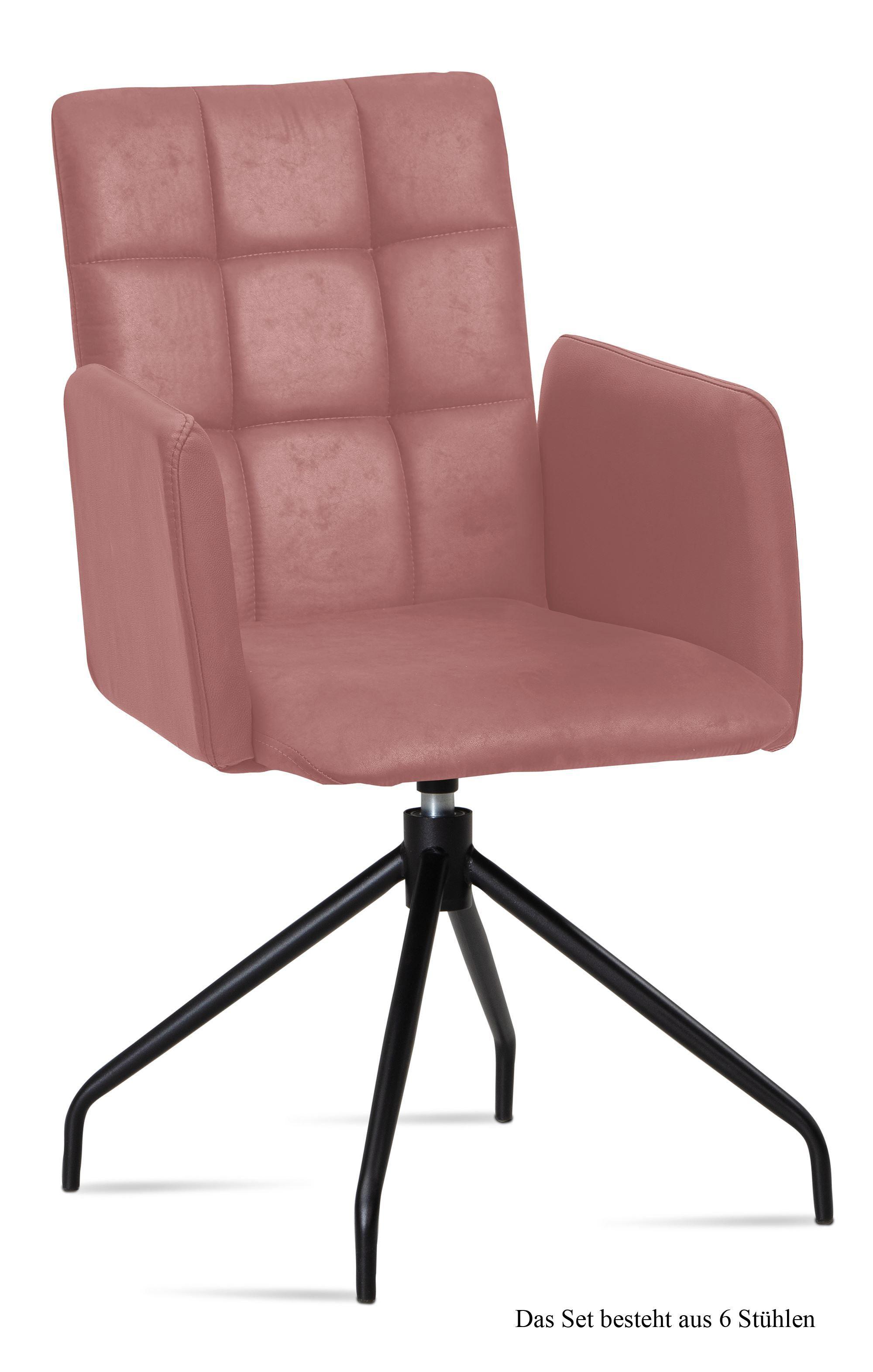 ARMLEHNSTUHL drehbar (6er-Set) Dollie 52x91x60 Schwarz/Rosewood - Dunkelrosa/Schwarz, Kunststoff (60/91/52cm) - 58aufmkessel