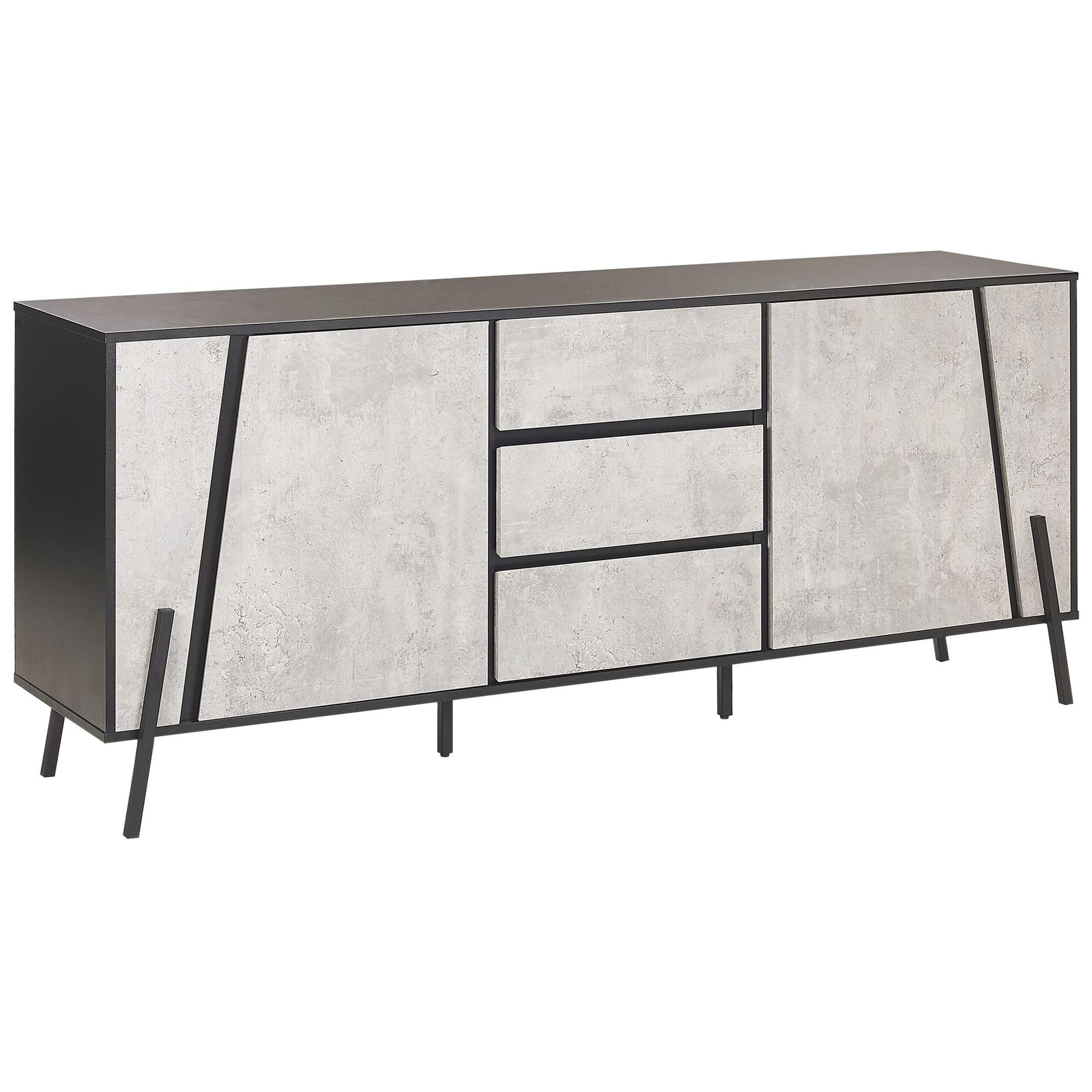 SIDEBOARD mit 2 Türen Grauer Betoneffekt Blackpool - Grau, Holzwerkstoff (177/75/40cm) - Beliani