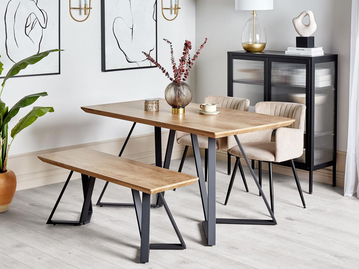 BANK Braun Upton - Schwarz/Braun, Holzwerkstoff (40/48/120cm) - Beliani