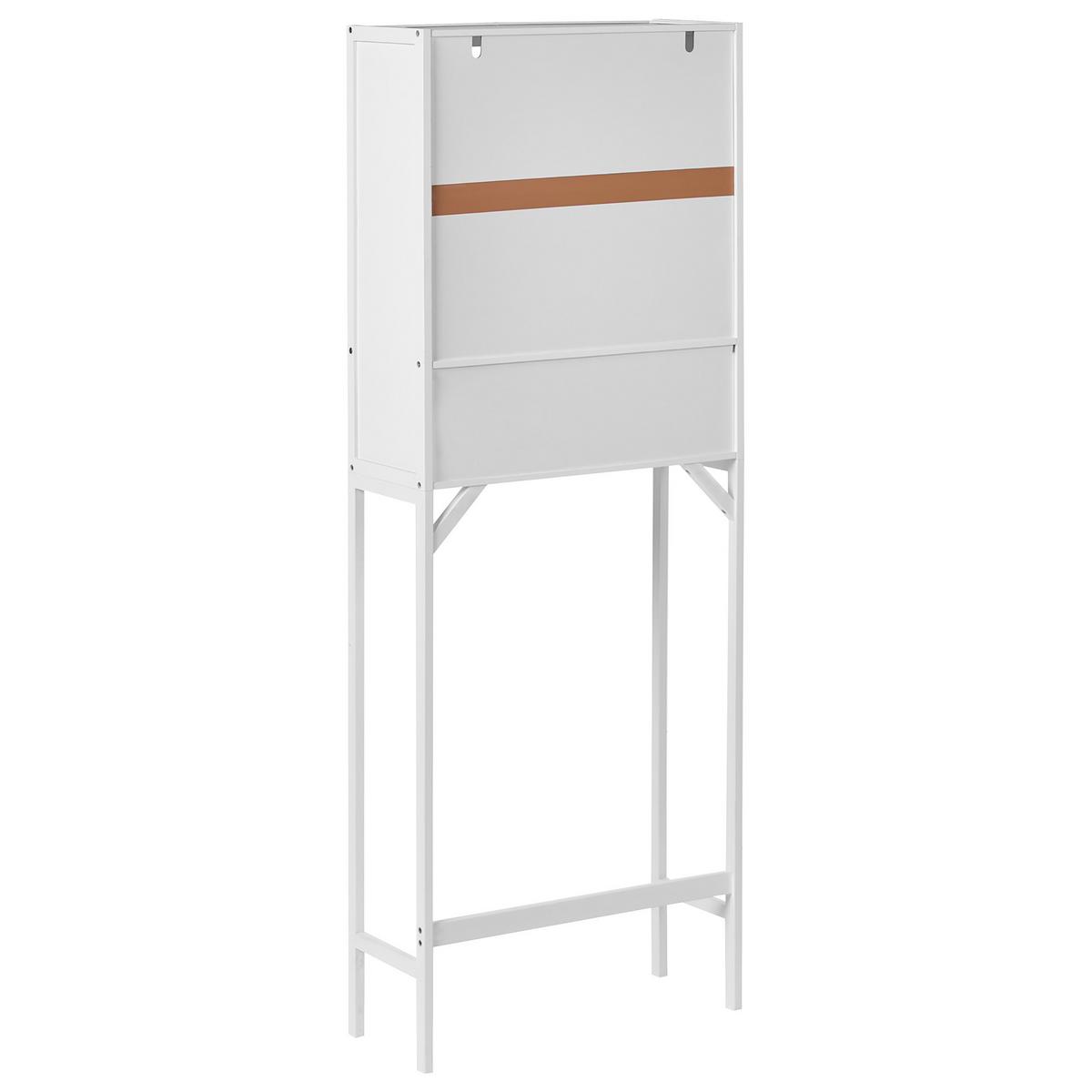 BADEZIMMERSCHRANK Bambus 63 cm Weiß Okarche - Weiß, Holz (63/167/25cm) - Beliani