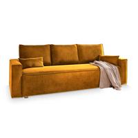 BETTSOFA ALATRI Gelb Velours-Stoff mit Schlaffunktion - Gelb, Textil (230/85/87cm) - MASSENO