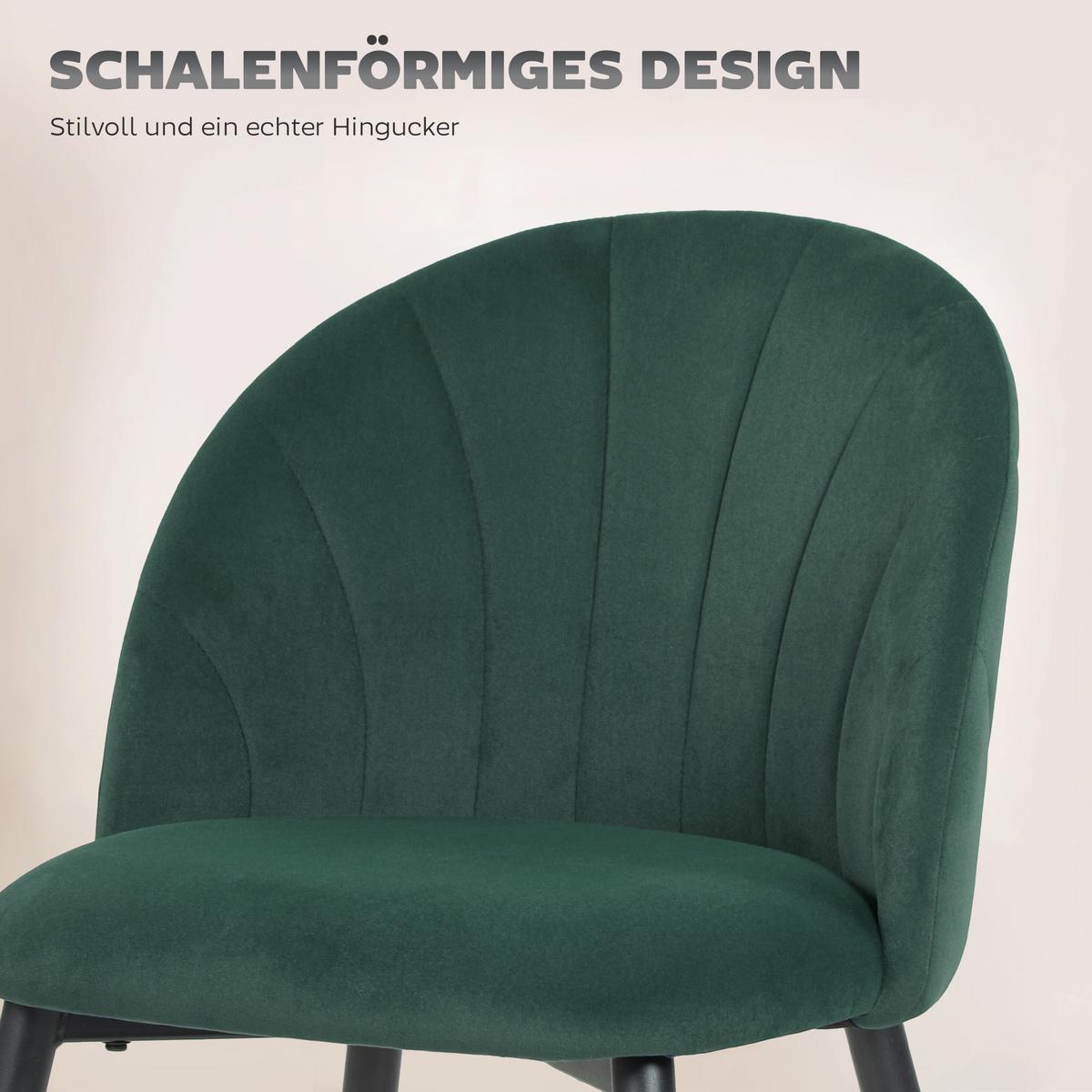 ESSZIMMERSTÜHLE 2ER-SET Dunkelgrün - Dunkelgrün/Schwarz, Textil/Metall (52/79/54cm) - HOMCOM