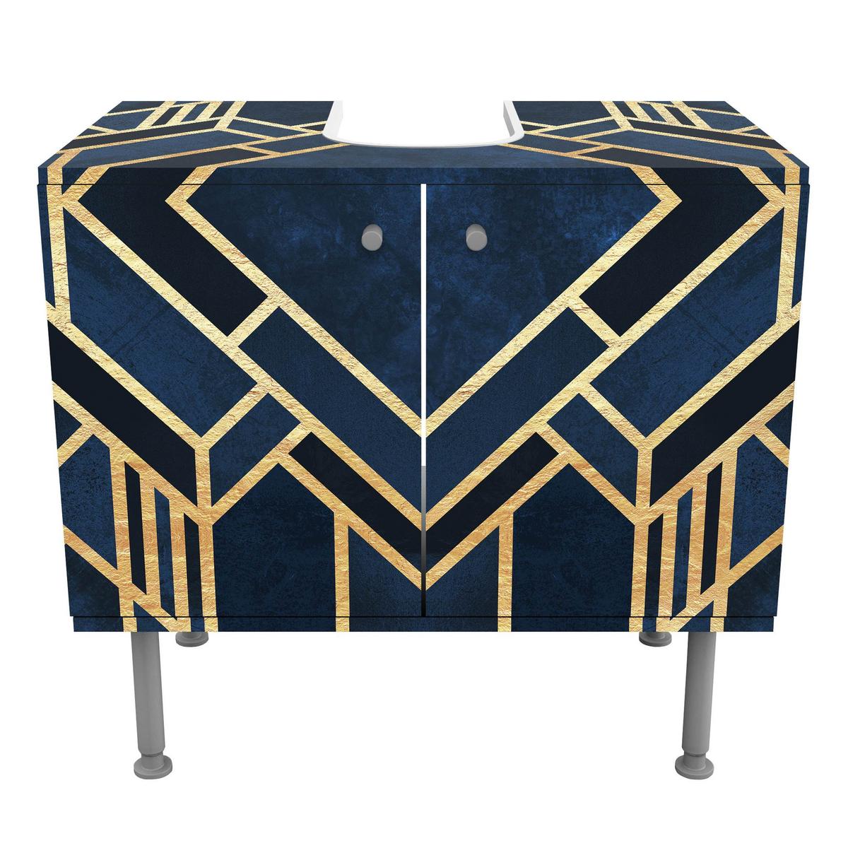 WASCHBECKENUNTERSCHRANK Art Deco Gold 60/55/35 cm - Goldfarben, Holzwerkstoff (60/55/35cm) - Bilderwelten