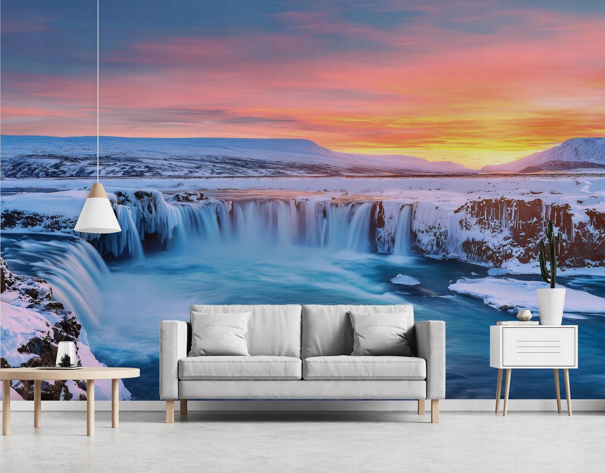 FOTOTAPETE Wasserfall Natur Blau 150x105 cm - Multicolor, Papier (150/105cm) - Wallarena