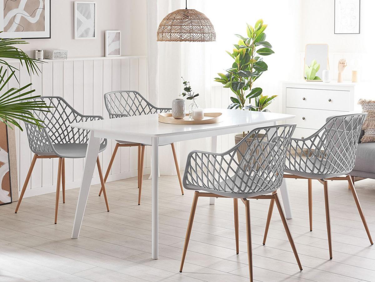 ESSZIMMERSTUHL 2er-Set Kunststoff Grau Nashua - Grau, Kunststoff/Metall (50/86/51cm) - Beliani