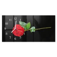 WANDUHR aus Glas 60x30 cm - Rose - Schwarz, Glas (60/30/0.4cm) - TULUP