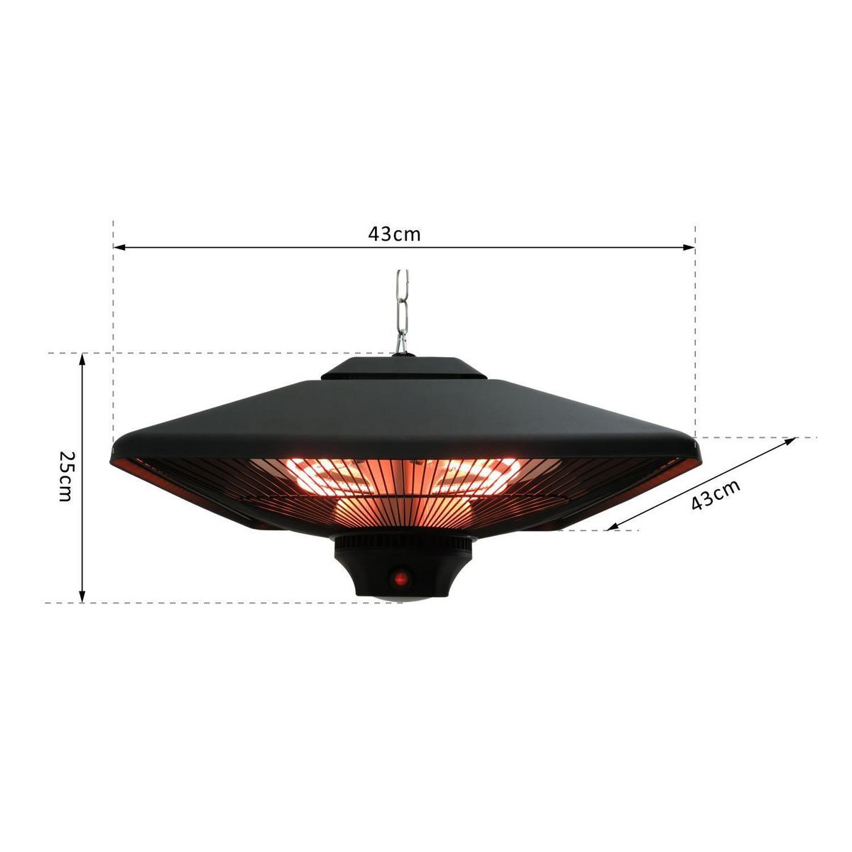 HEIZSTRAHLER, Aluminium, Eisen, Schwarz - Schwarz, Metall (43/25/43cm) - Outsunny
