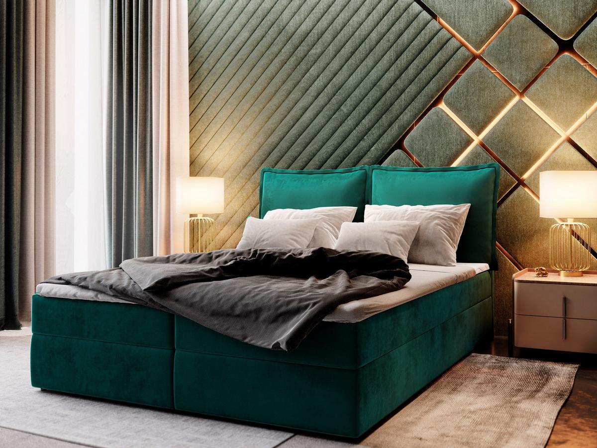 BOXBETT LENTE 140x200 cm mit Matratze und Topper - Grün - Grün, Holz (140/200cm) - MASSENO