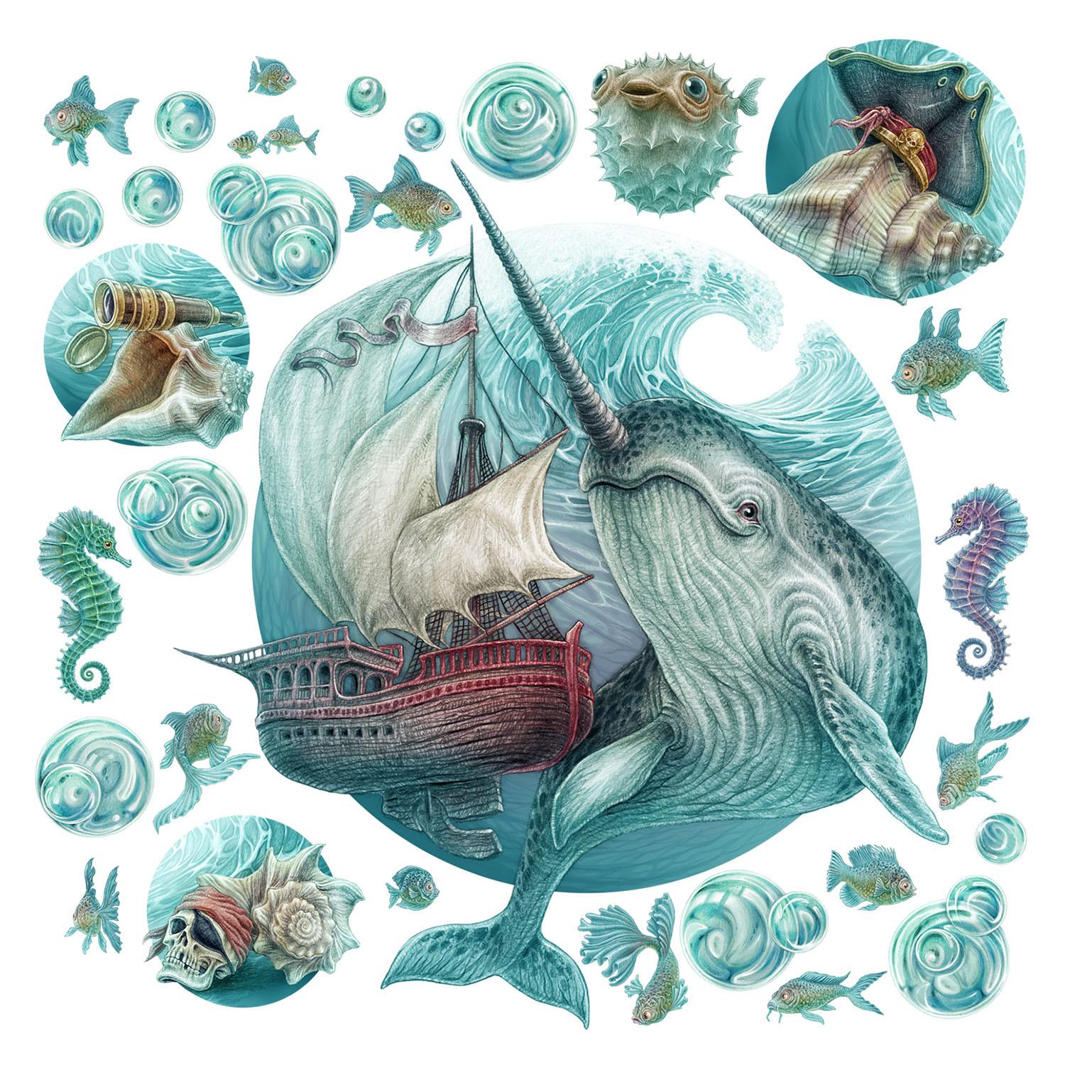 WANDAUFKLEBER 100x103cm - Seeexpedition - Multicolor, Kunststoff (100/103/0.1cm) - Wallfluent