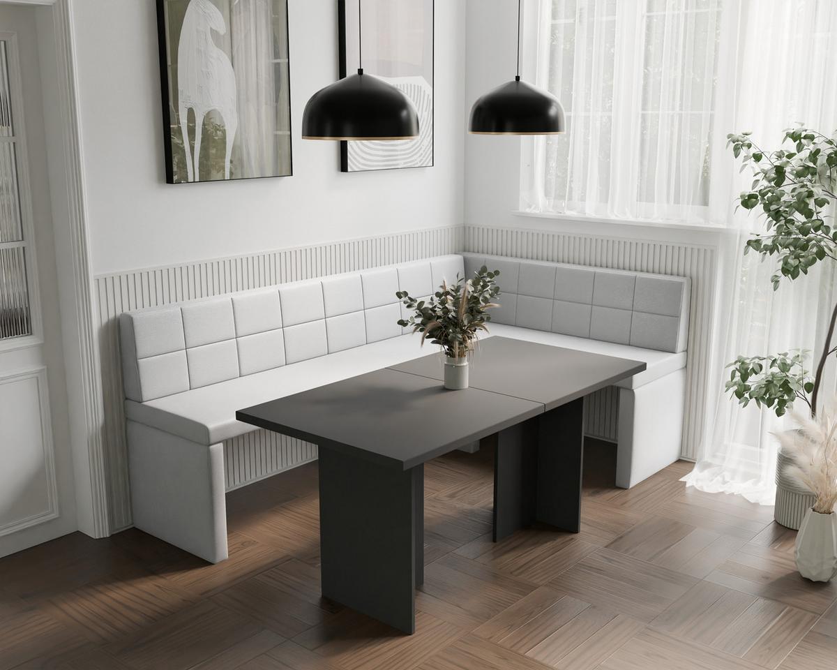 ECKBANK rechts MELVIN Kunstleder, 128/168 cm Weiß - Weiß, Holz/Kunststoff (128/168cm) - Idohome