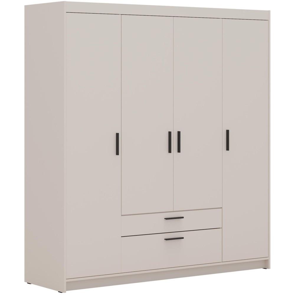 DREHTÜRENSCHRANK Elena mit 4 Türen und 2 Schubladen, ohne Spiegel Sandbeige - Sandfarben, Holzwerkstoff (176/190/53cm) - Beautysofa