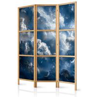 PARAVENT Japanischer 3-tlg 135x172 cm Wolken Und Sterne - Blau, Holz/Textil (135/172/3cm) - Muralo