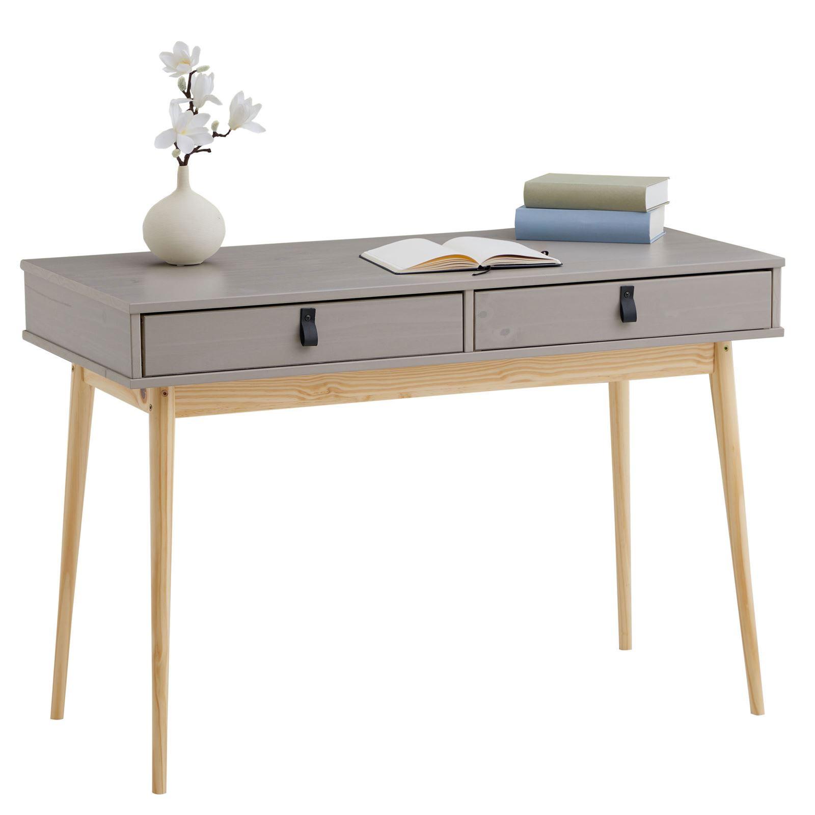 SCHREIBTISCH WANDA grau/natur - Naturfarben/Grau, Holz (50/110/76cm) - IDIMEX