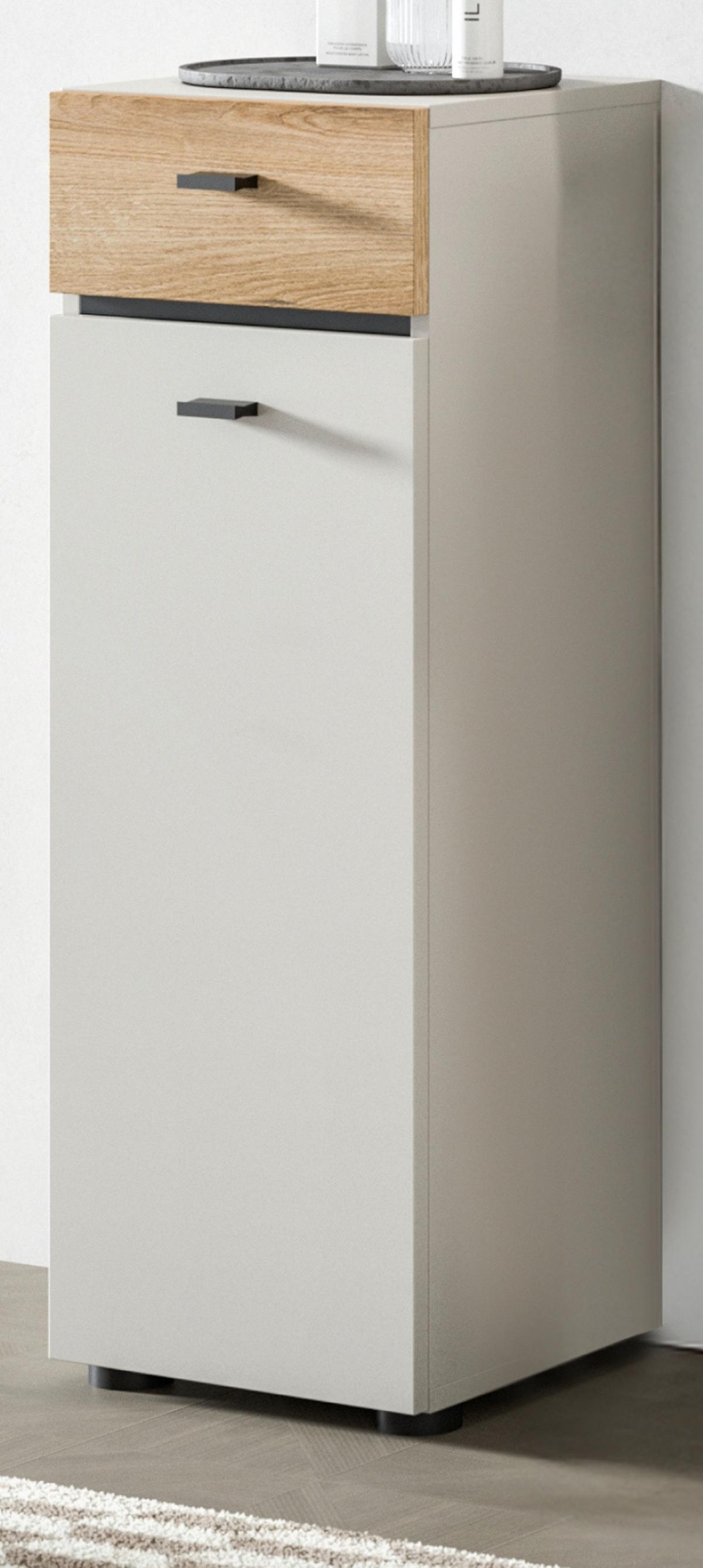 BADKOMMODE Kaschmir, Evoke Eiche 32 cm, Midischrank mit wechselbarem Türanschlag - Kaschmir/Eichefarben, Holzwerkstoff/Kunststoff (32/91/30cm) - Inn.Furn