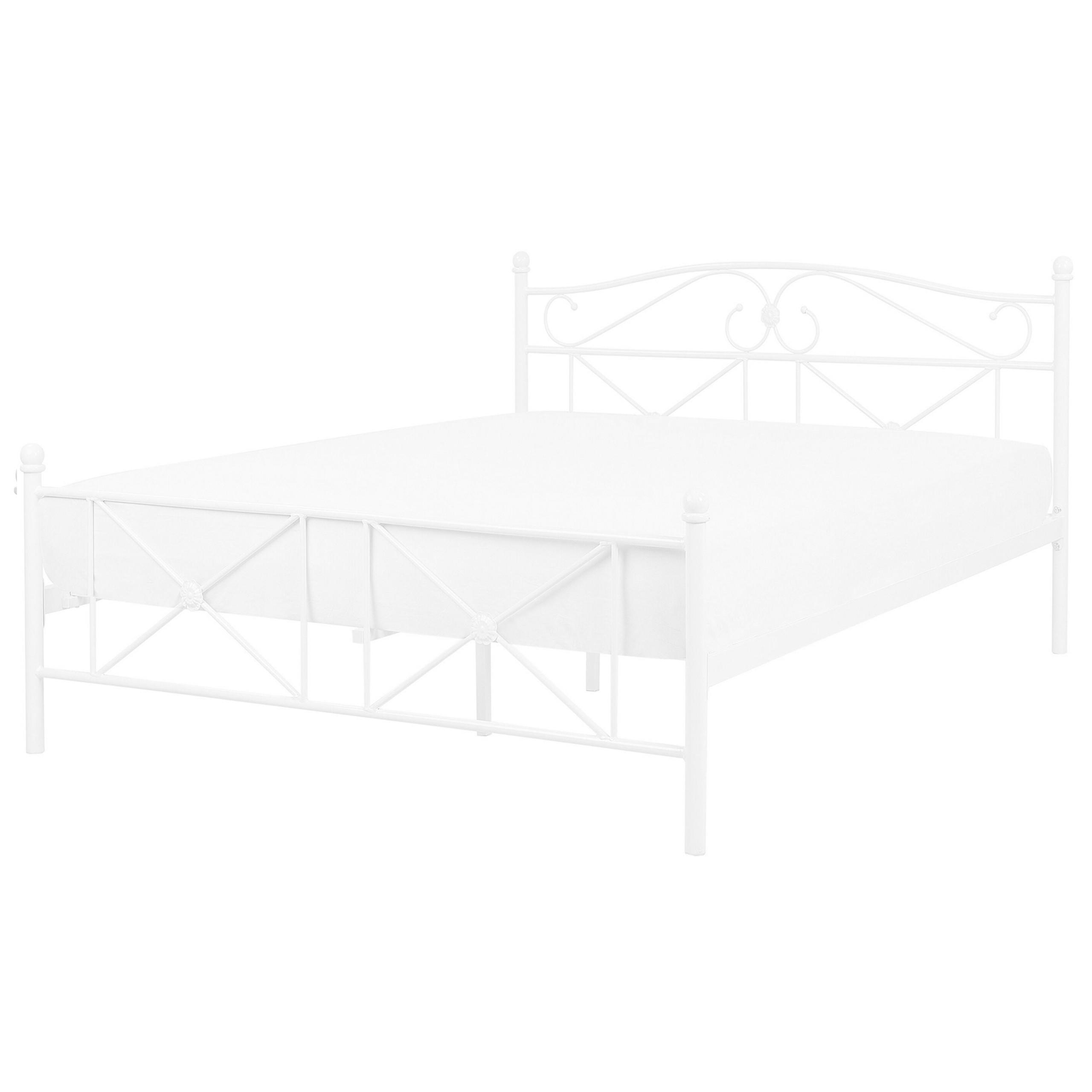 BETT mit Lattenrost 140x200 cm Weiß Rodez - Weiß, Metall (140/200cm) - Beliani