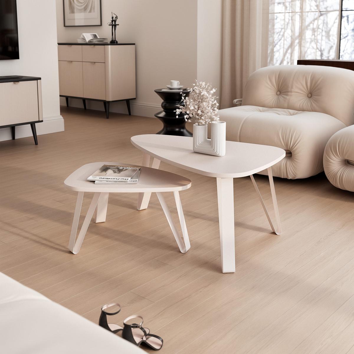 SATZTISCH NOA Stahlgestell, Freiform, Kaschmir - Kaschmir, Holzwerkstoff/Metall (94/60/42cm) - Idohome