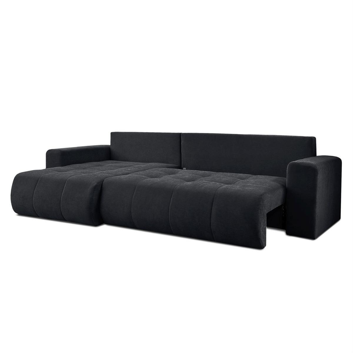 ECKSOFA Gepolstertes CLOUD mit Schlaffunktion und Bettkasten, Wind 99 - Schwarz, Textil (277/143cm) - Lookway