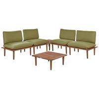 4-SITZER LOUNGE SET zertifiziertes Akazienholz hellbraun modular Auflagen olivgrün Frascati - Hellbraun/Grün, Holz - Beliani