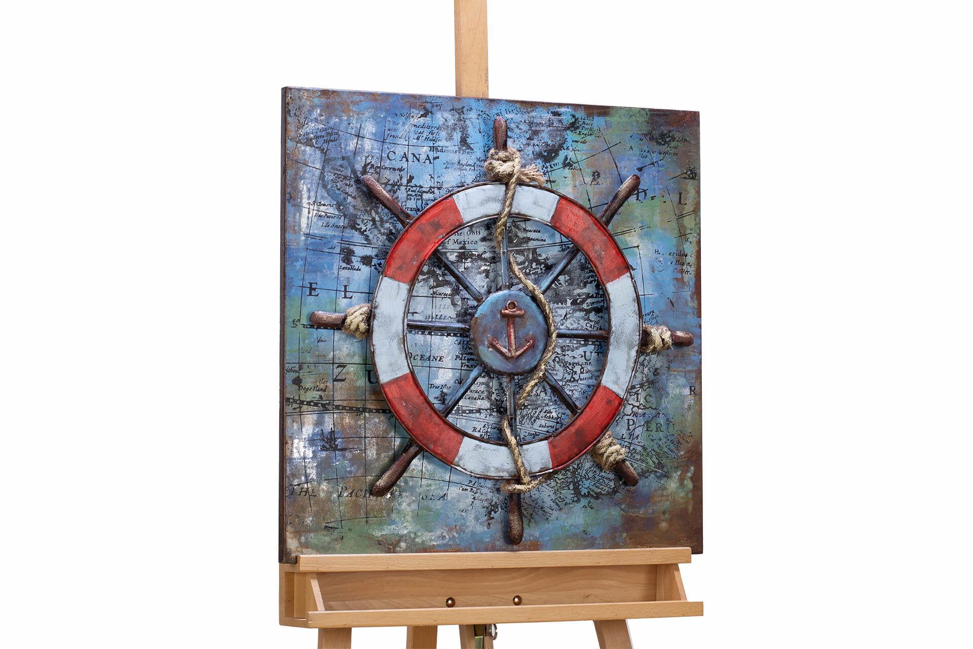 METALLBILD Blau 60/60 cm - Blau/Rot, Metall (2.5/60cm) - KUNSTLOFT