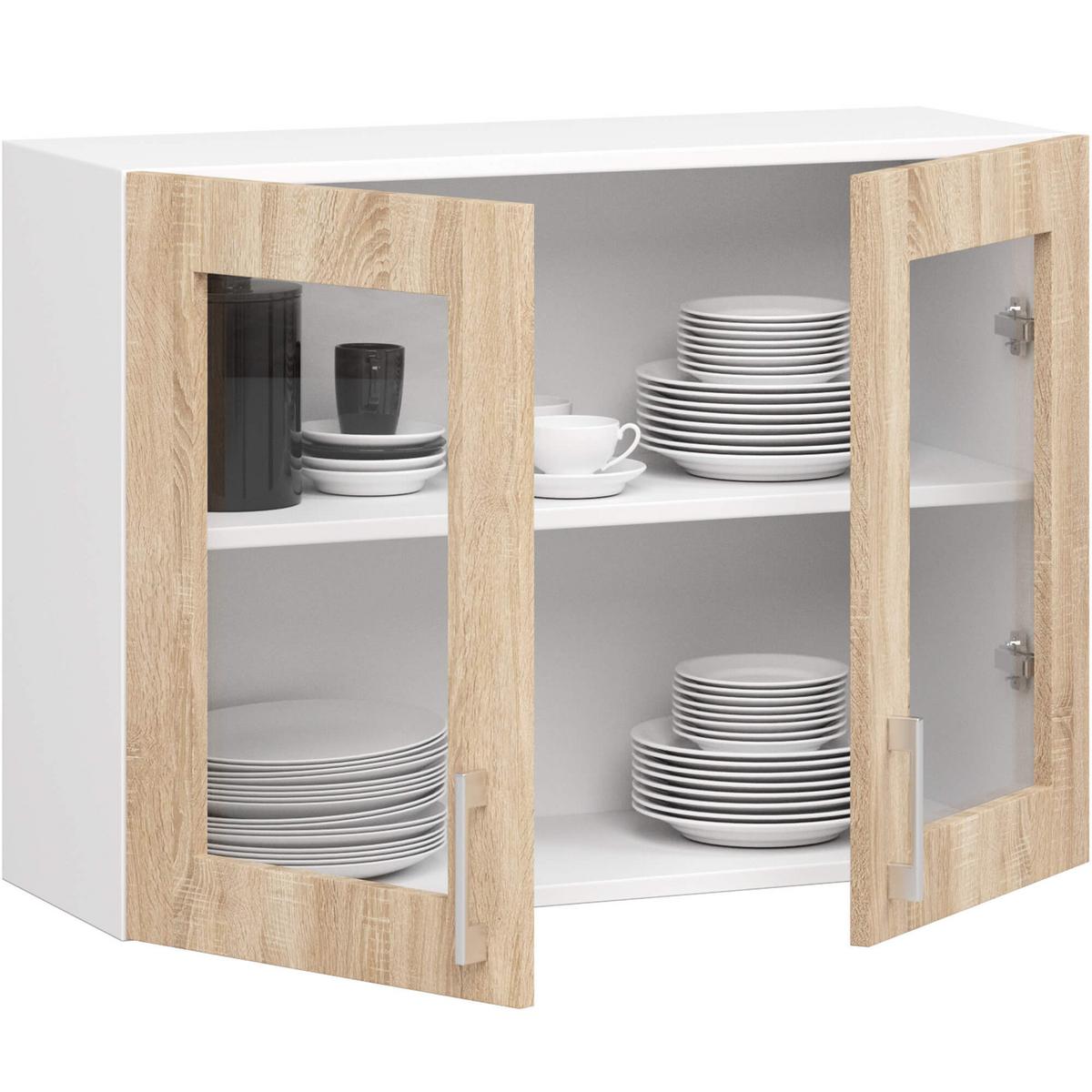 HÄNGESCHRANK Weiß, Eiche Sonoma 58/80/30,5 - Weiß/Sonoma Eiche, Holzwerkstoff (80/58/30.5cm) - RAUMHIRSCH FURNITURE