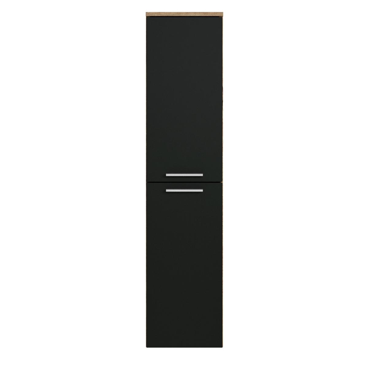 BADEZIMMERSCHRANK Saturnus mit 2 Türen Kastanien Eiche / Schwarz - 35 x 35 x 130 cm - Eichefarben/Schwarz, Holz (35/130/35cm) - Badplaats