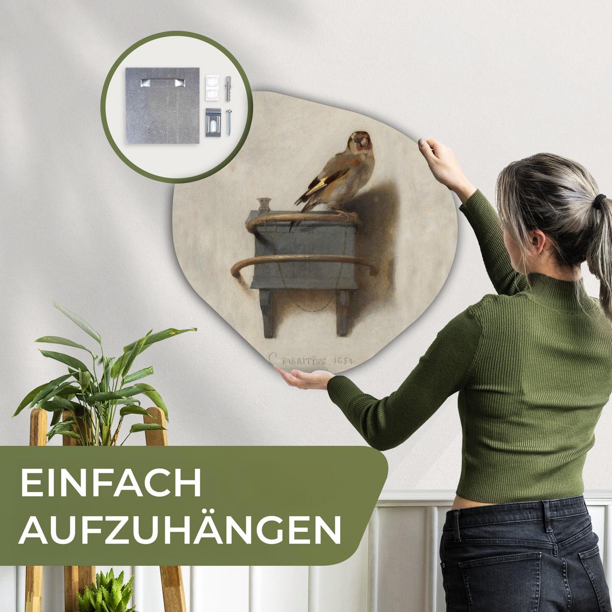 WANDBILD Stieglitz - Alter Meister - Carel Fabritius Wandbild 60x60 cm - Grau, Kunststoff (60/60cm) - MuchoWow