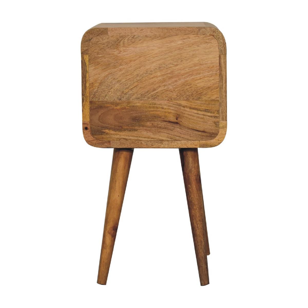NACHTTISCH Massives Mangoholz Kleines, Gebogenes, Eichen-Finish, 2 Schublades, Beige - Messingfarben/Braun, Holz/Metall (30/55/30cm) - Artisan Furniture