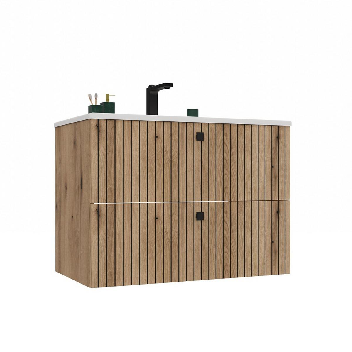 WASCHBECKENUNTERSCHRANK eiche 80/59/47 - Eichefarben, Holzwerkstoff (80/59/47cm) - RAUMHIRSCH FURNITURE
