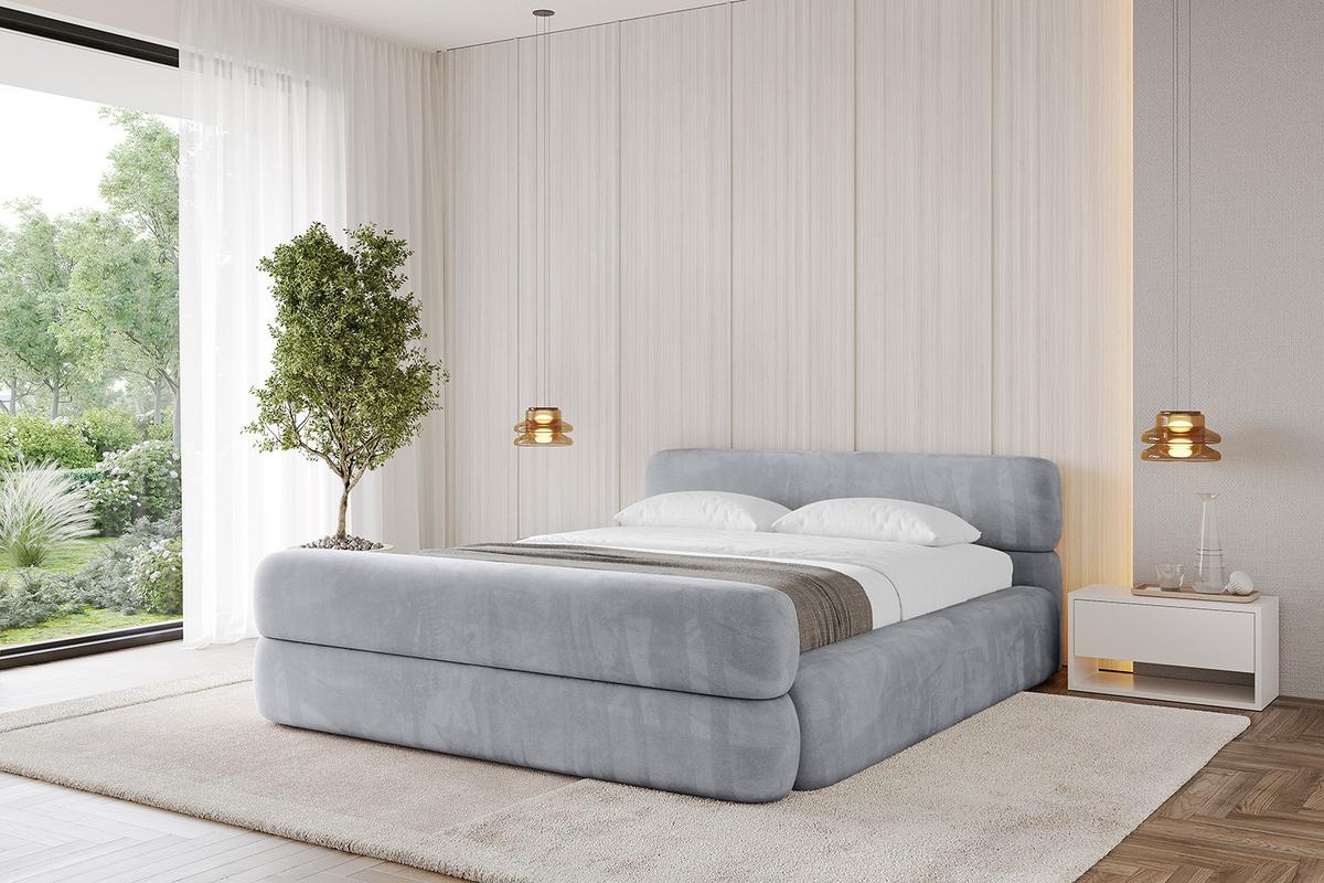 POLSTERBETT mit Bettkasten, Fußteil und Lattenrost, Boxbett mit Matratze H3/H4 - ENORA-Z-V1 180x200 Hellgrau - Hellgrau, Holzwerkstoff/Textil (180/200cm) - ALTDECOR
