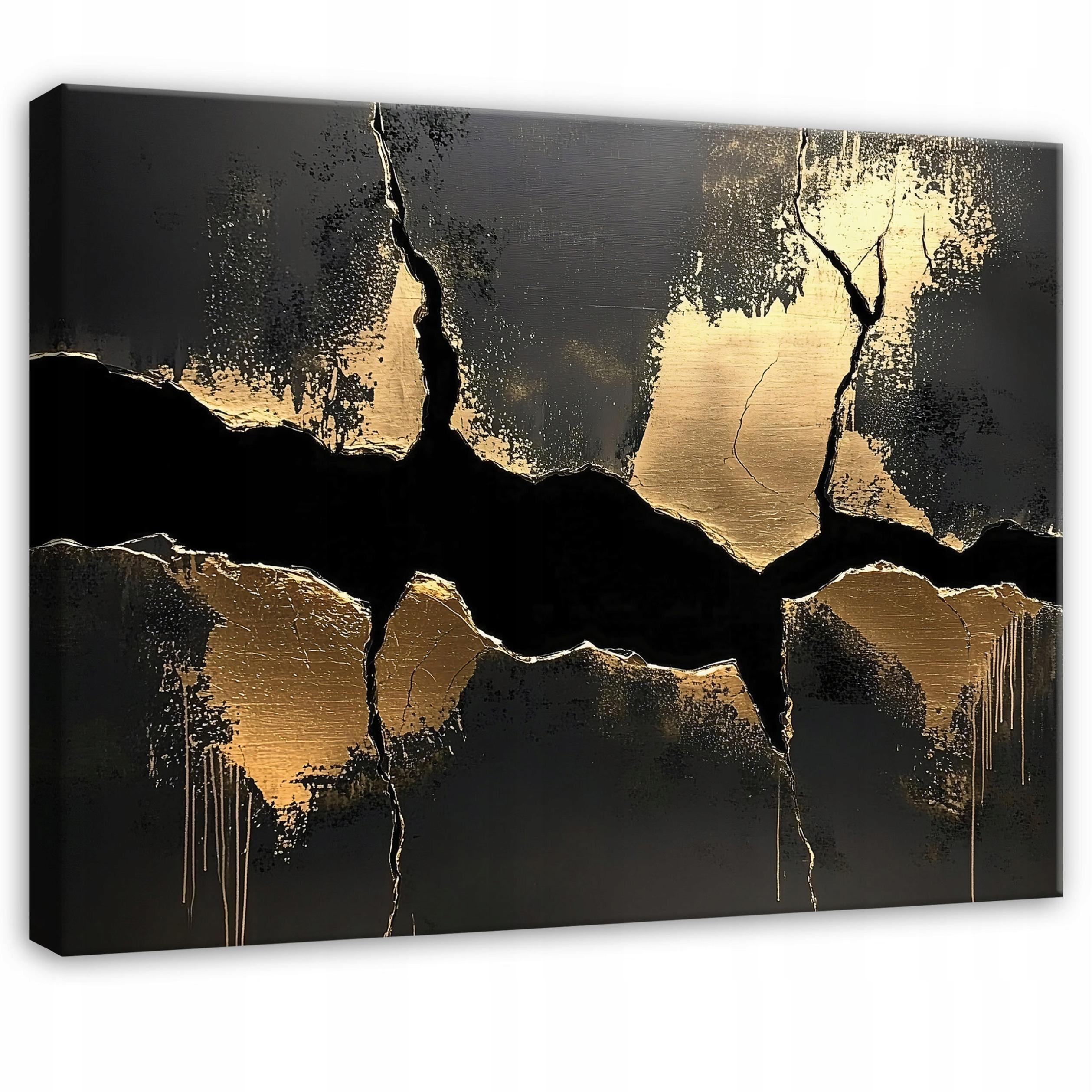 BILDER Abstrakt Marmor Schwarz Gold Modern Wohnzimmer 120x80 - Schwarz, Holzwerkstoff (120/80cm) - Wallarena