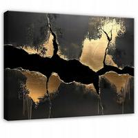 BILDER Abstrakt Marmor Schwarz Gold Modern Wohnzimmer 60x40 - Schwarz, Holzwerkstoff (60/40cm) - Wallarena