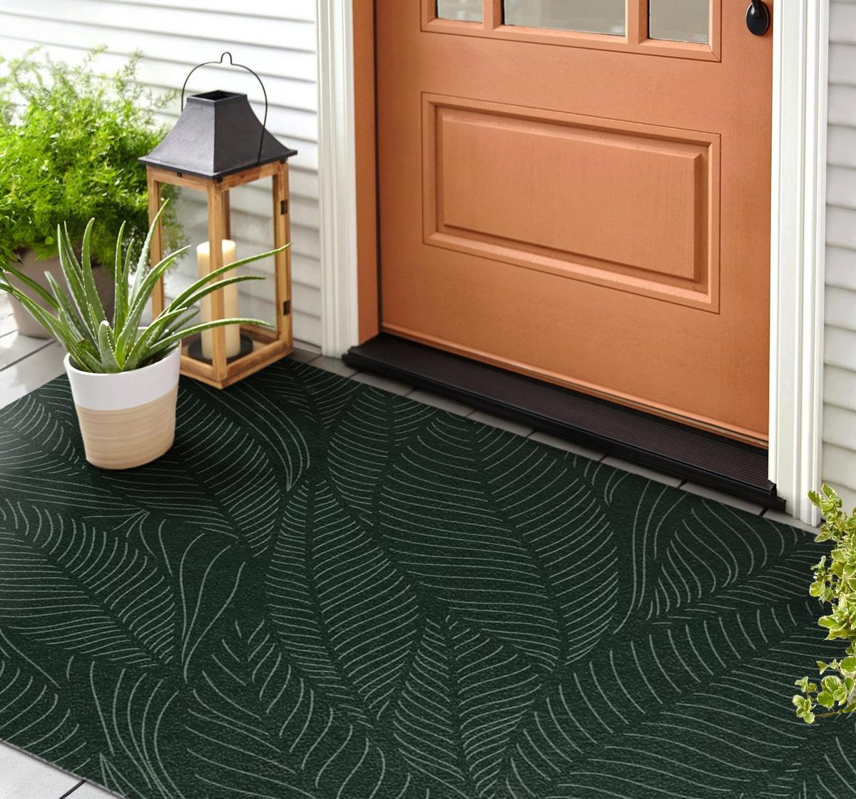 FUSSMATTE 150 x 100 cm Flora Muster - Waldgrün, Textil (150/100cm) - TULUP