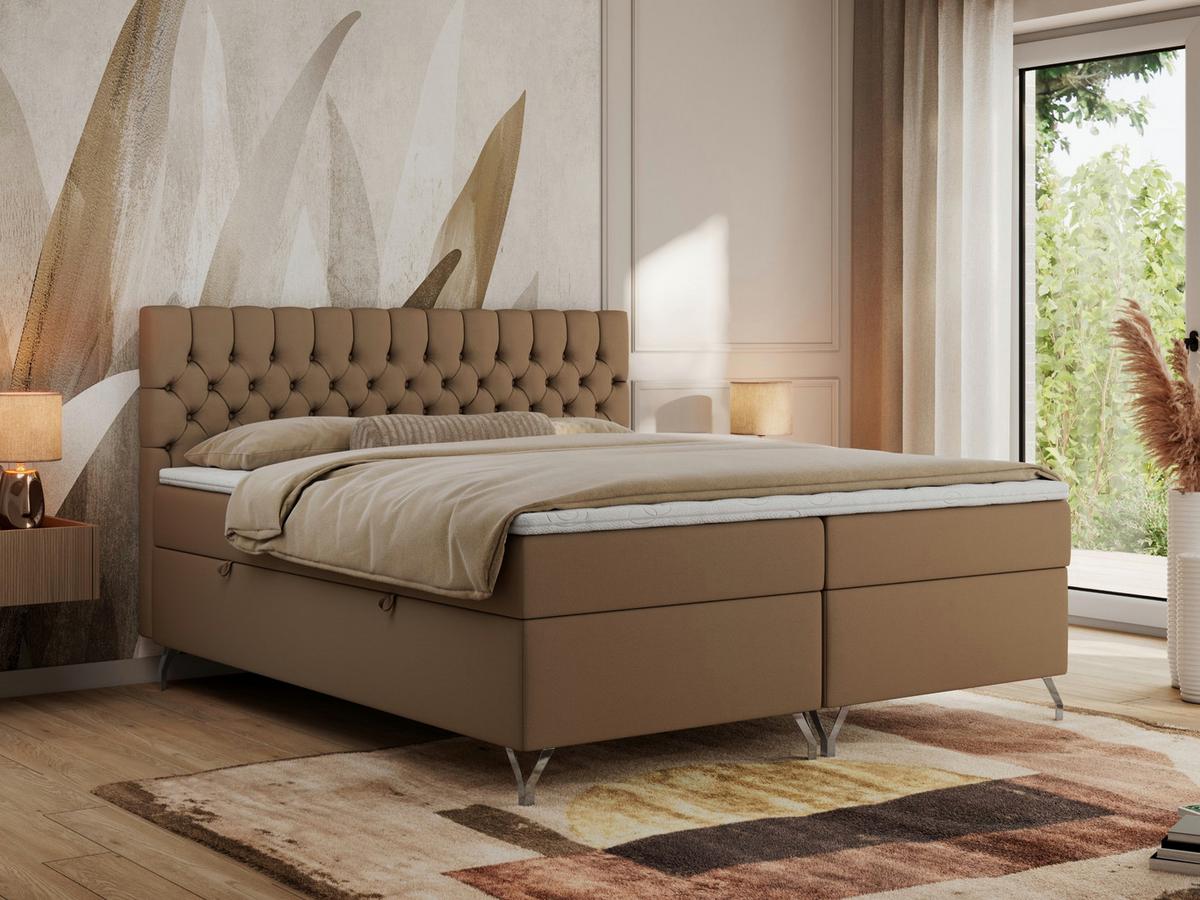 BOXBETT GRIMALDI 200/200 Braun Kunstleder - H3 - Braun, Holz/Textil (200/200cm) - MKS