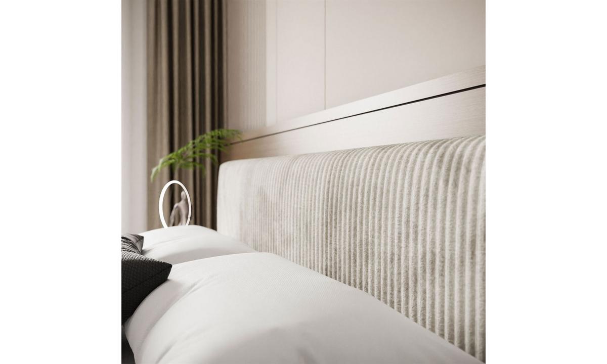POLSTERBETT TILIA LUX 180x200 cm Tilia 03, 34 Holzlatten, Kopfteil 95 cm - Creme, Textil (180/200cm) - Lookway