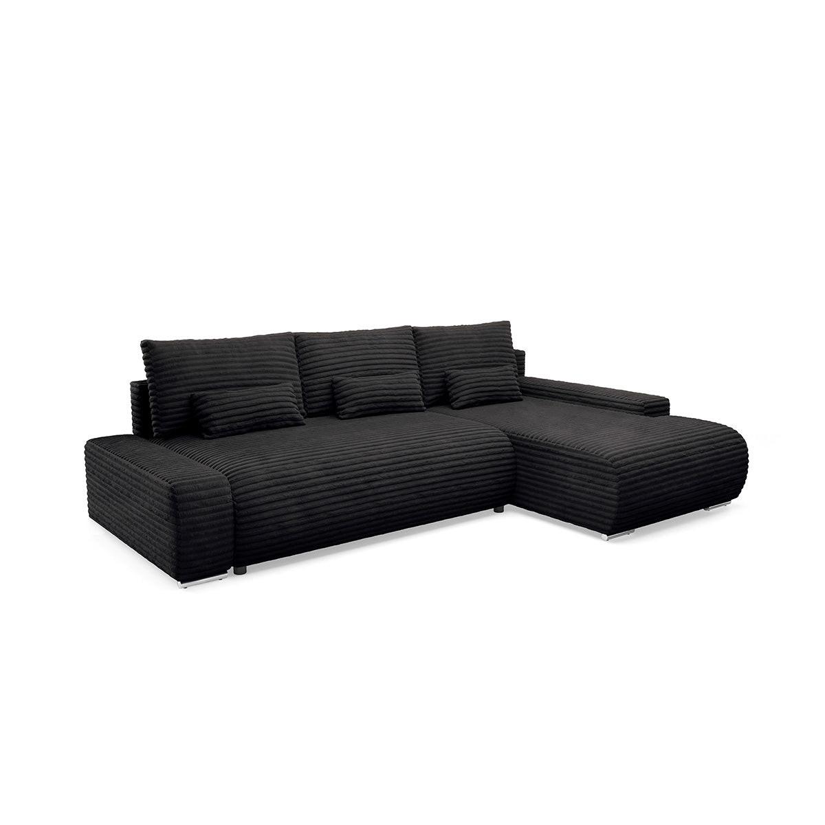 ECKSOFA Ivana 3 Sitzplätze Schwarz - Schwarz, Holz (265/172cm) - Petits-meubles