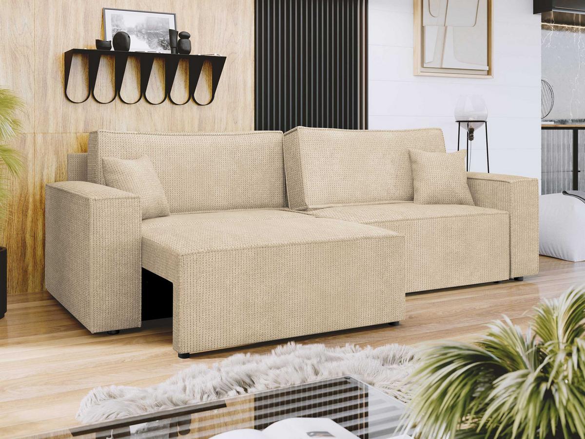 SCHLAFSOFA Karl mit L-Funktion - Schwarz/Naturfarben, Holz/Kunststoff (245/82/139cm) - MIRJAN24