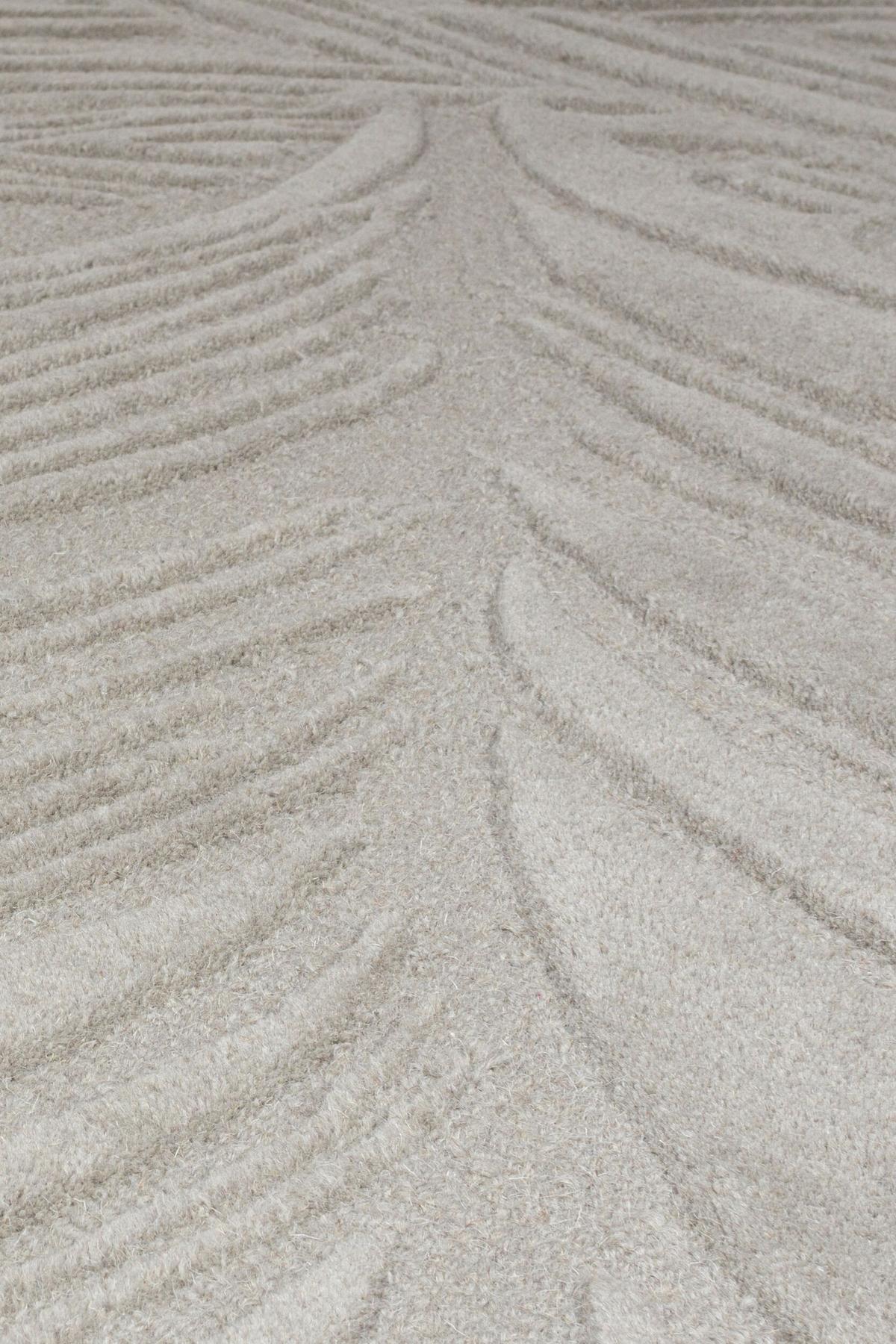 WOLLTEPPICH LEVEN, floral, Grau, 60 x 230 cm - Grau, Textil (230/60cm) - KADIMA DESIGN