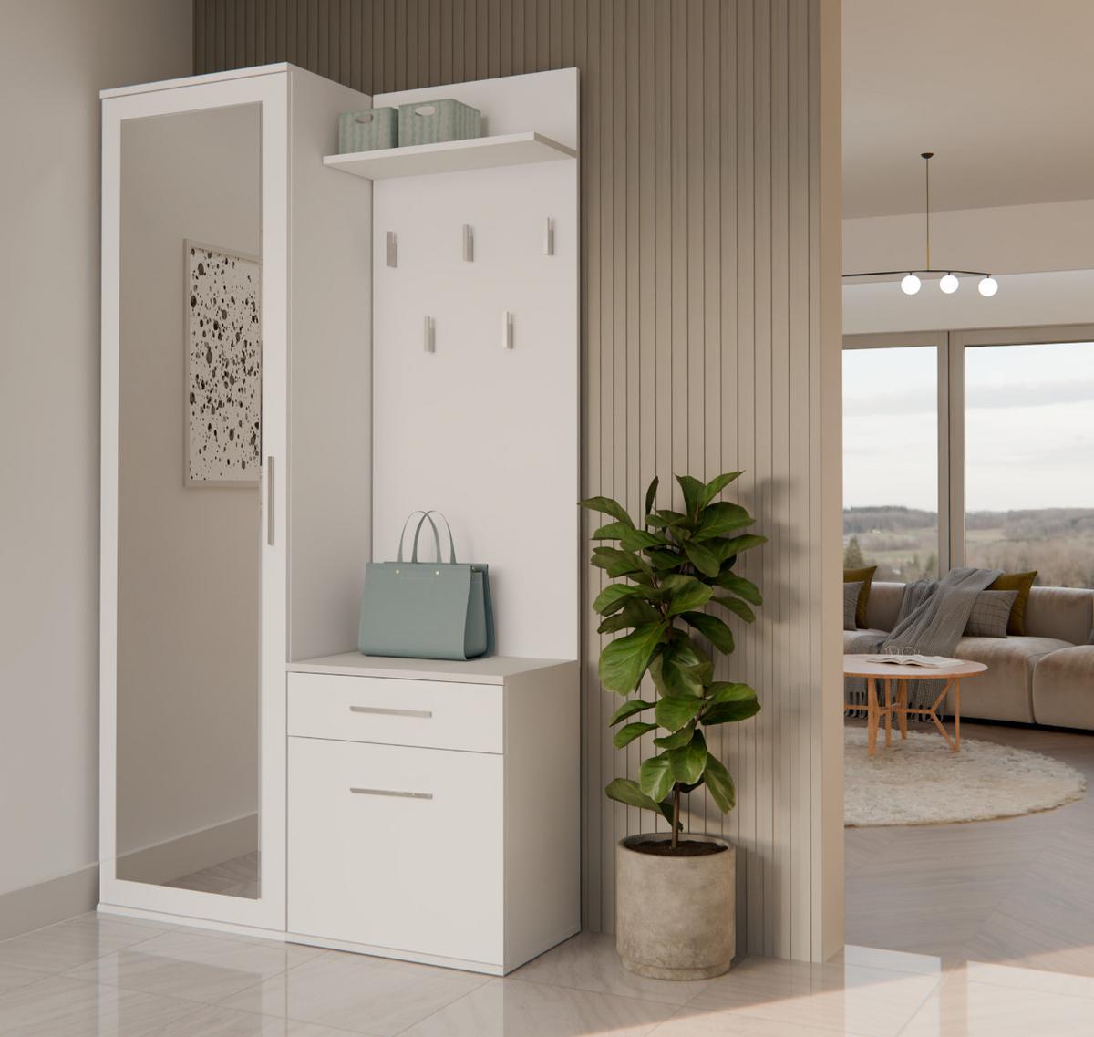 GARDEROBE modern mit Spiegel Schrank Duo Weiß 100/180/35 - Weiß, Holzwerkstoff (100/180/35cm) - RAUMHIRSCH FURNITURE