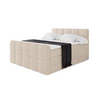 BOXBETT mit Matratze H3/H4 - FAMA-Z KING - 120x200 cm Beige Poso - Ecru, Holzwerkstoff (120/200cm) - ALTDECOR
