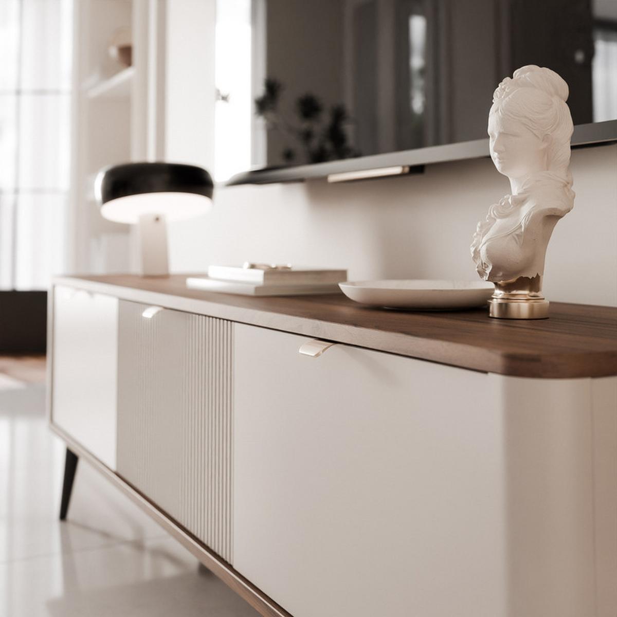 TV-LOWBOARD NAVANI stehend, 160 cm Kaschmir/Nussbaum - Goldfarben/Nussbaumfarben, Holzwerkstoff/Metall (160/52/40cm) - Idohome