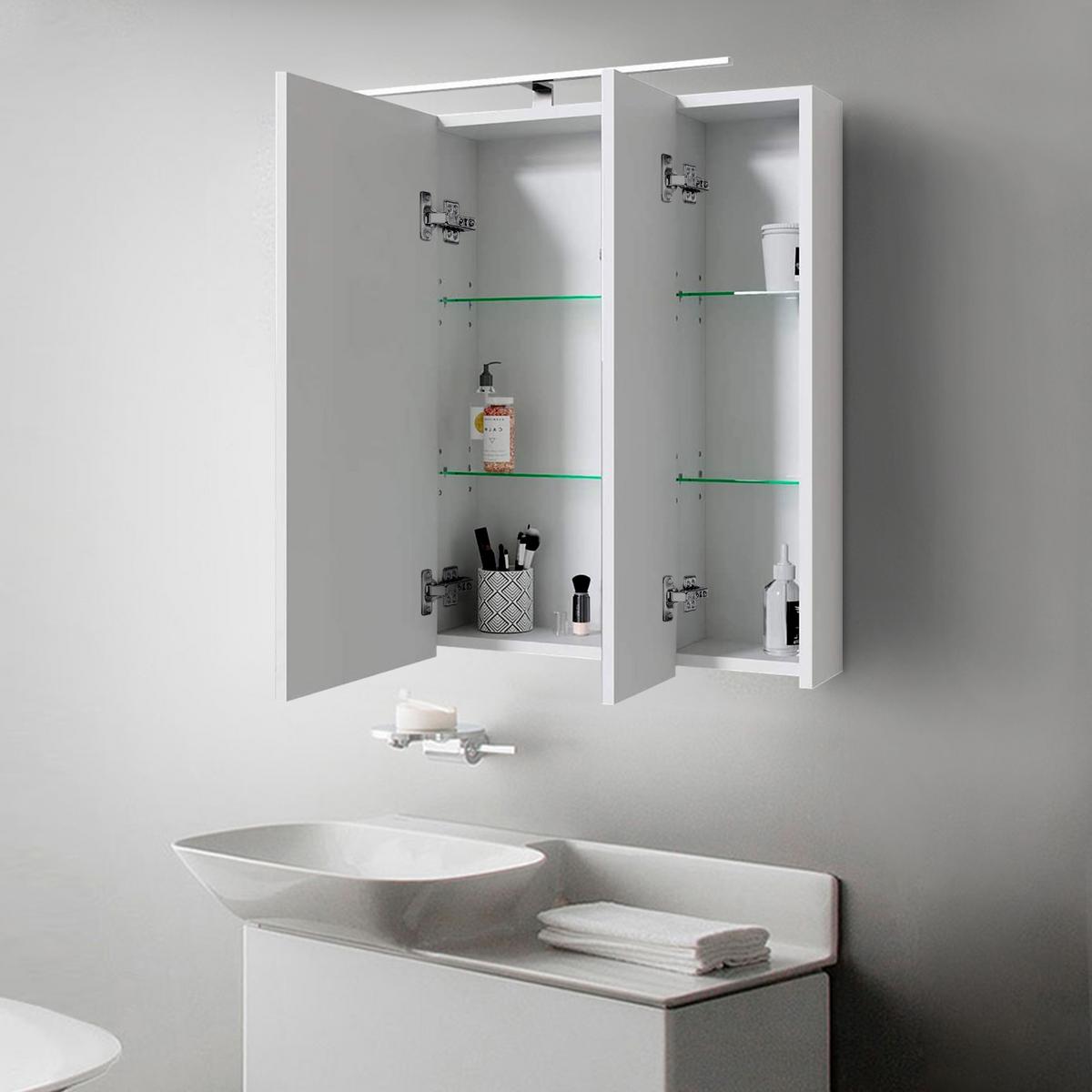 SPIEGELSCHRANK - Weiß, Holzwerkstoff (72.4/72/15cm) - ML-DESIGN