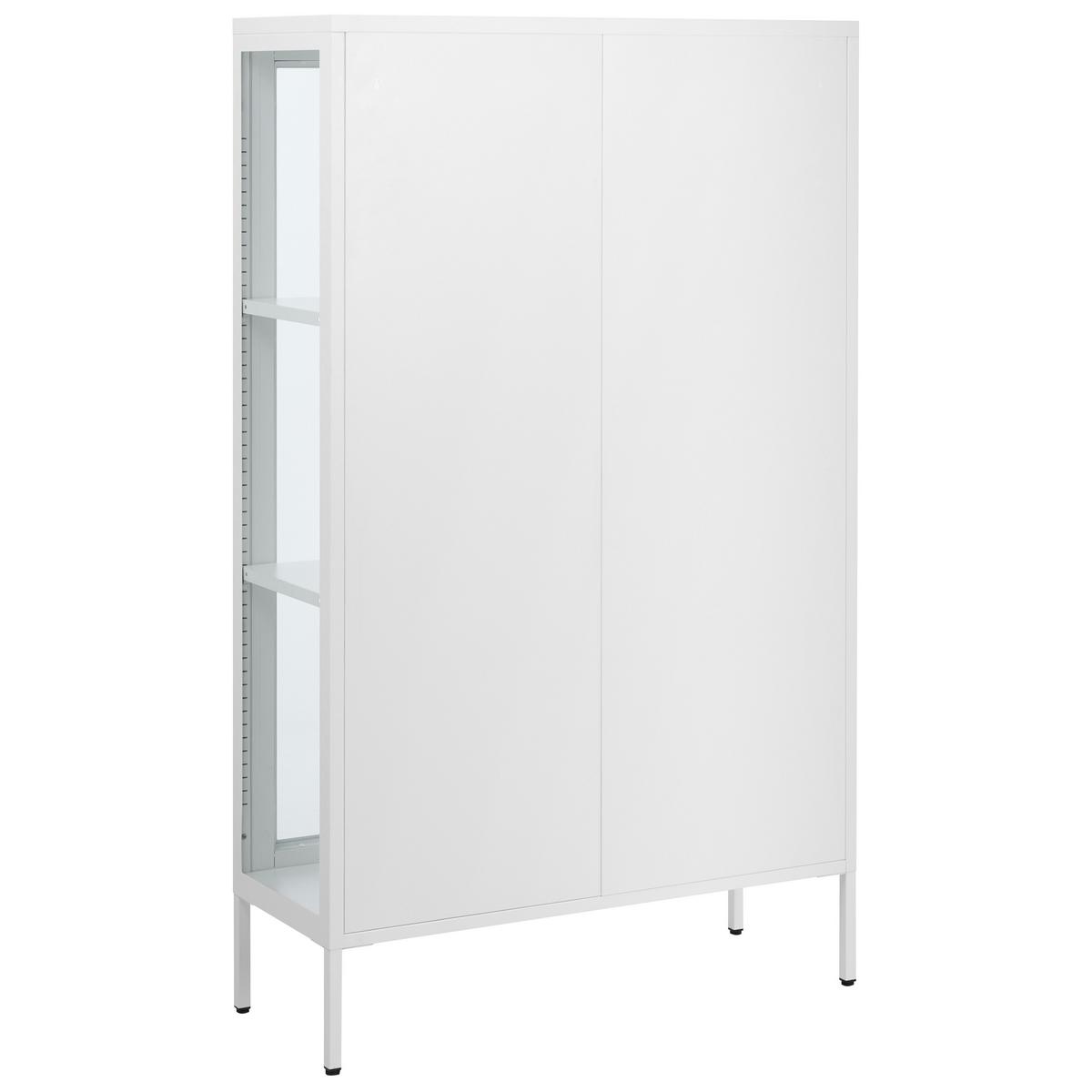 VITRINE mit Glastüren Metall 90 cm Weiß Nash - Weiß, Metall (90/150/35cm) - Beliani