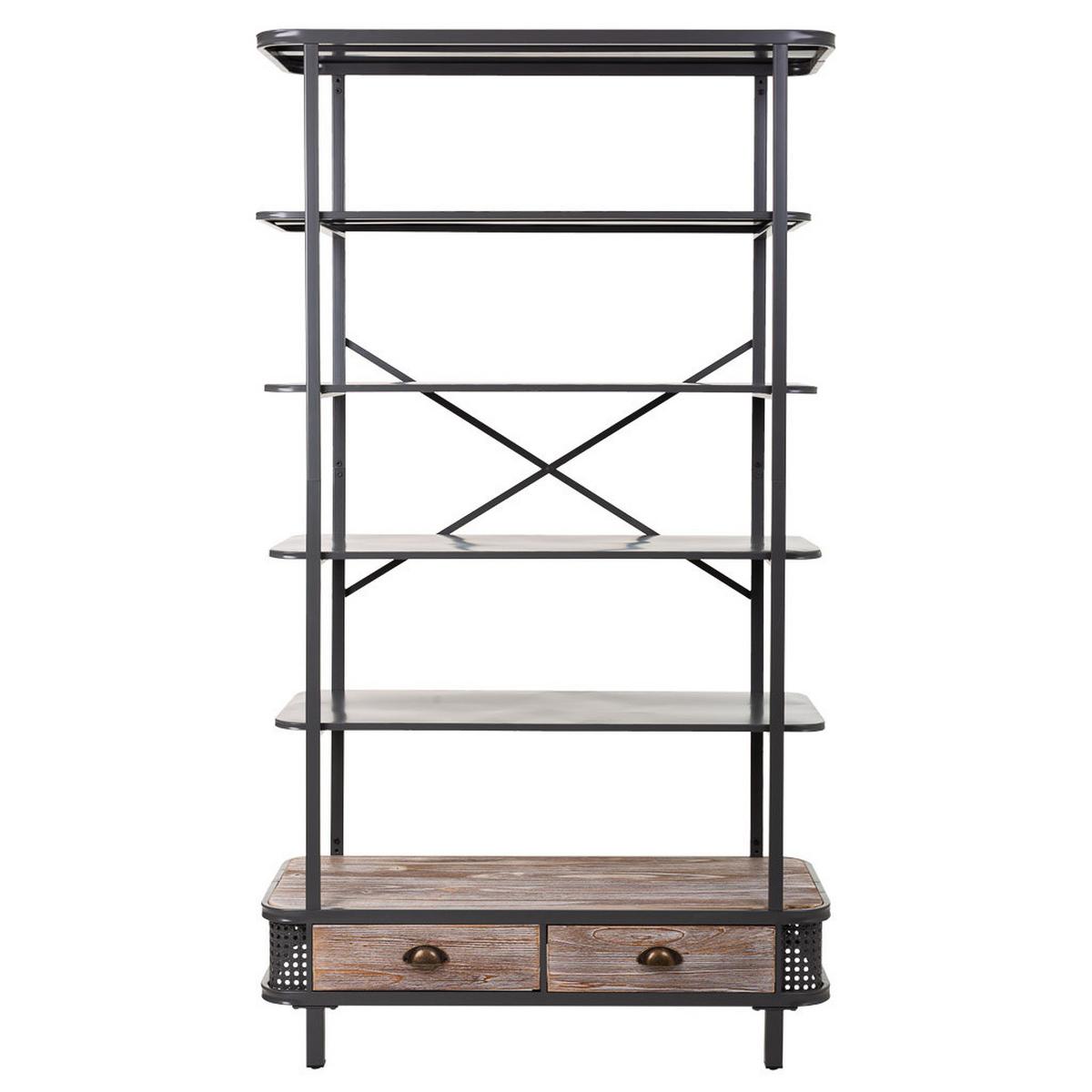 REGAL aus Metall und Holz, Grau, 100x40x181 - Grau, Metall (100/181/40cm) - Wanderlust