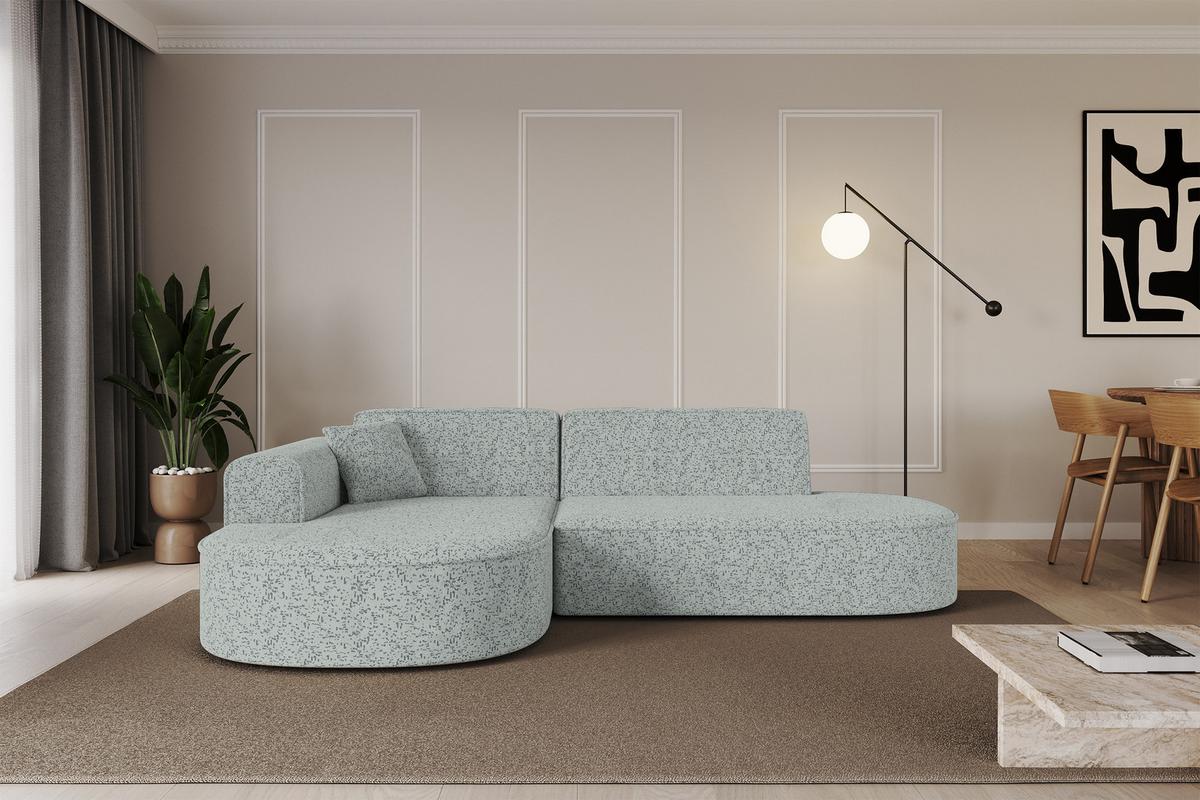ECKSOFA Ottomane Links MARI-L1 - 243x171x79 cm Grün Tissu - Wildeiche/Schwarz, Holzwerkstoff/Kunststoff (243/171cm) - ALTDECOR