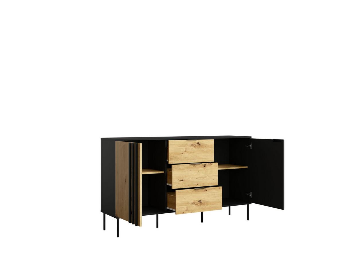 KOMMODE Schwarz, Eiche Artisan 165/92/40 - Schwarz/Eiche Artisan, Holzwerkstoff (165/92/40cm) - RAUMHIRSCH FURNITURE