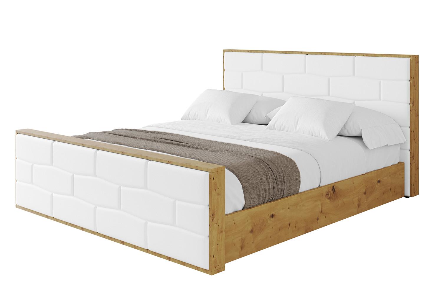 POLSTERBETT mit Bettkasten, Fußteil und Lattenrost, Boxbett mit Matratze H3/H4 - ENZO8-Z 180x200 Weiß Kunstleder - Weiß Hochglanz, Holzwerkstoff/Textil (180/200cm) - ALTDECOR